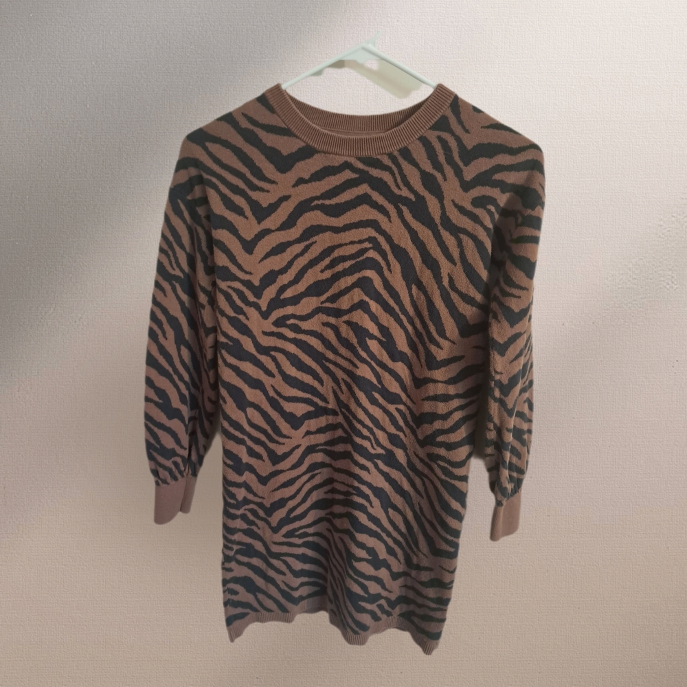 GAP Kids Brown and Black Animal Print Sweater Dress